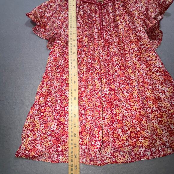 Max Studio Flowy Dainty Floral Print Flutter Sleeve Boho Top Small Soft Feminine - Picture 6 of 7